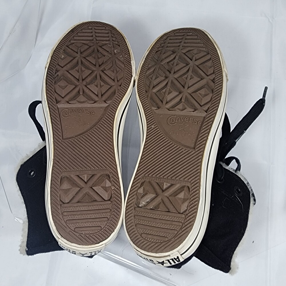 Converse All Star Chuck Taylor High Top Women 7 Wool/Faux Fur Sherpa Line Black - Picture 11 of 11